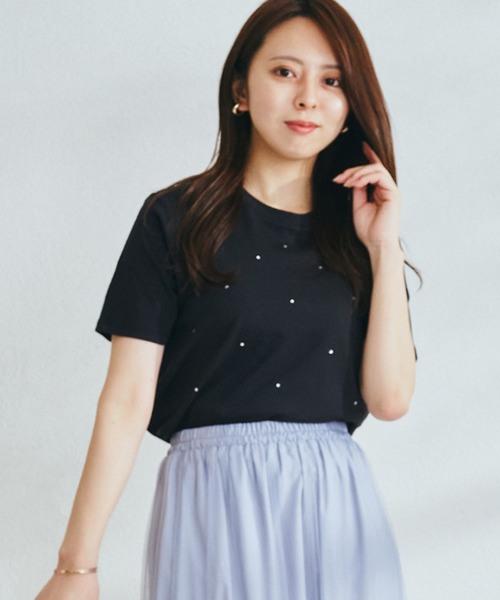 【関税込み】Blumarine ベージュ ラインストーン Tシャツ セール】□2024春夏新作□ラインストーンTシャツ/MM428205（T
