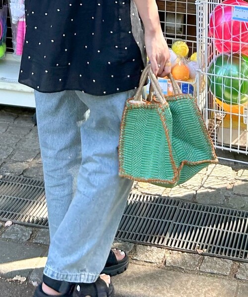 fredy emue（フレディエミュ）の「【TARANGO/タランゴ】ジュートボックスバッグ（ハンドバッグ・レディース・ベージュ/グリーン・FREE）」の7枚目の写真