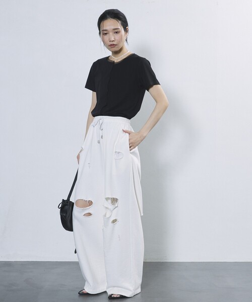 Firsthand（ファーストハンド）の「Firsthand/ファーストハンド シアーリブTEE / メロー半袖Tシャツ（Tシャツ/カットソー・レディース・ブラック/ホワイト/グレー・ﾌﾘ-）」の17枚目の写真