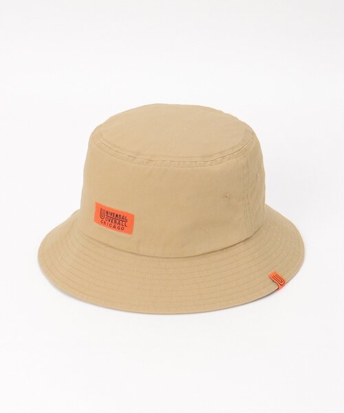 UNIVERSAL OVERALL(ユニバーサルオーバーオール)の「UNIVERSAL OVERALL ユニバーサルオーバーオール ロゴ刺繍ツイルバケットハット(ハット・メンズ・ベージュ/ブラック・FREE)」の7枚目の写真