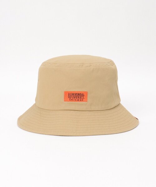 UNIVERSAL OVERALL(ユニバーサルオーバーオール)の「UNIVERSAL OVERALL ユニバーサルオーバーオール ロゴ刺繍ツイルバケットハット(ハット・メンズ・ベージュ/ブラック・FREE)」の8枚目の写真