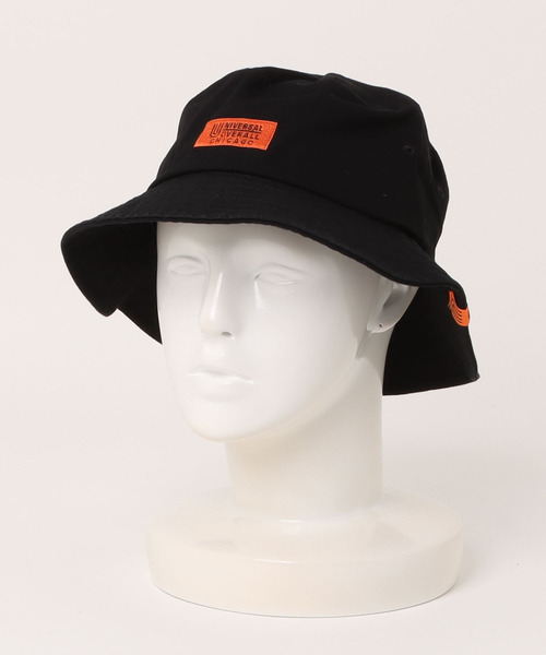 UNIVERSAL OVERALL(ユニバーサルオーバーオール)の「UNIVERSAL OVERALL ユニバーサルオーバーオール ロゴ刺繍ツイルバケットハット(ハット・メンズ・ベージュ/ブラック・FREE)」の5枚目の写真