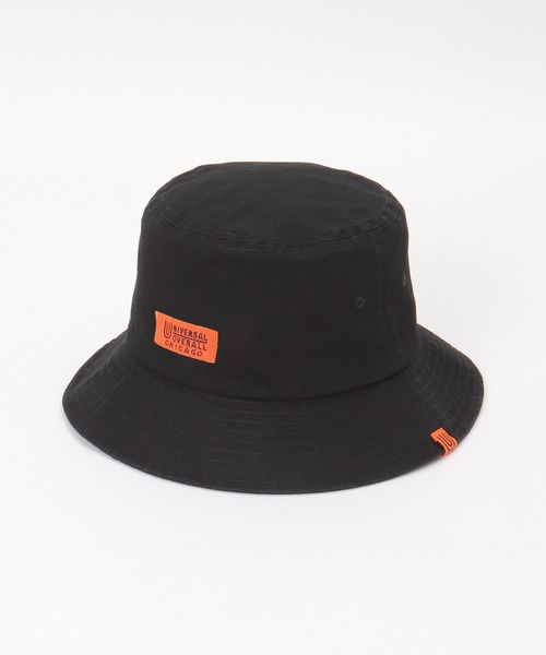 UNIVERSAL OVERALL(ユニバーサルオーバーオール)の「UNIVERSAL OVERALL ユニバーサルオーバーオール ロゴ刺繍ツイルバケットハット(ハット・メンズ・ベージュ/ブラック・FREE)」の4枚目の写真