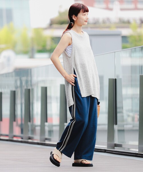 ビーミングバイビームス レディース スーツ セットアップ パンツ ネイビー L B:MING by BEAMS 【スーツ2点SET】フレアプルオーバー