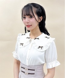 axes femme POETIQUE | プチリボンビッグ襟ブラウス(シャツ/ブラウス)