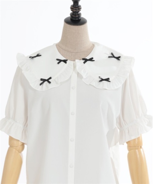 axes femme POETIQUE（アクシーズファムポエティック）の「プチリボンビッグ襟ブラウス（シャツ/ブラウス・レディース・キナリ/ホワイト/ブラック・MEDIUM）」の9枚目の写真