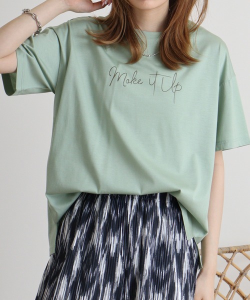 EGLANTINE(エグランティーヌ)の「Eglantine シンプルロゴTシャツ(Tシャツ/カットソー・レディース・コーラルピンク/エメラルド/ブラック/グレイッシュベージュ/イエロー・40)」の15枚目の写真