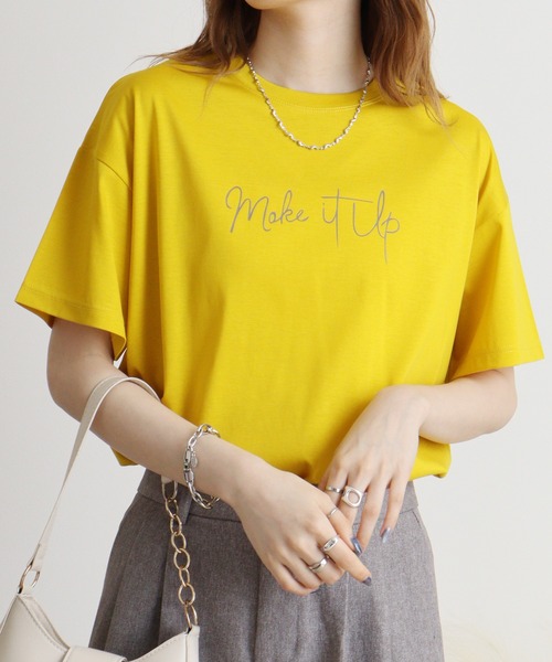 EGLANTINE(エグランティーヌ)の「Eglantine シンプルロゴTシャツ(Tシャツ/カットソー・レディース・コーラルピンク/エメラルド/ブラック/グレイッシュベージュ/イエロー・40)」の21枚目の写真