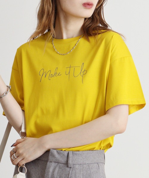 EGLANTINE(エグランティーヌ)の「Eglantine シンプルロゴTシャツ(Tシャツ/カットソー・レディース・コーラルピンク/エメラルド/ブラック/グレイッシュベージュ/イエロー・40)」の20枚目の写真