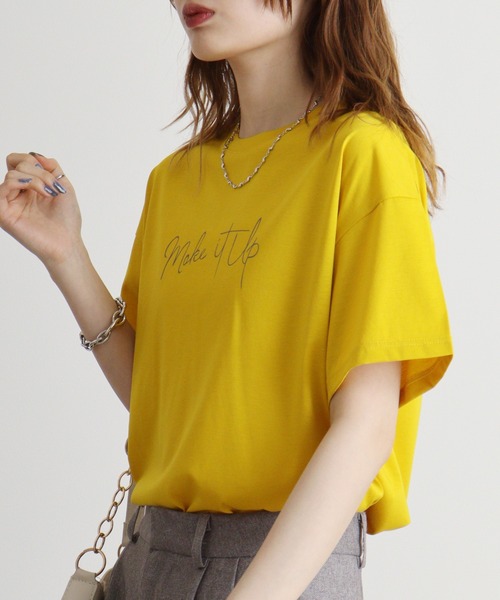 EGLANTINE(エグランティーヌ)の「Eglantine シンプルロゴTシャツ(Tシャツ/カットソー・レディース・コーラルピンク/エメラルド/ブラック/グレイッシュベージュ/イエロー・40)」の22枚目の写真