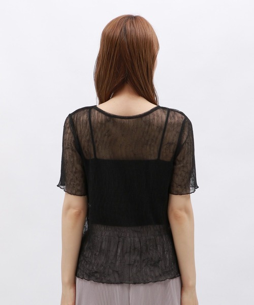 LAKOLE（ラコレ）の「シャーリングシアーT / 129032（Tシャツ/カットソー・レディース・ブラック/アイボリー/チャコール・FREE）」の18枚目の写真