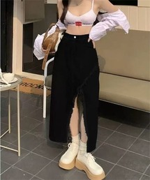 フリンジスリットデニムスカート