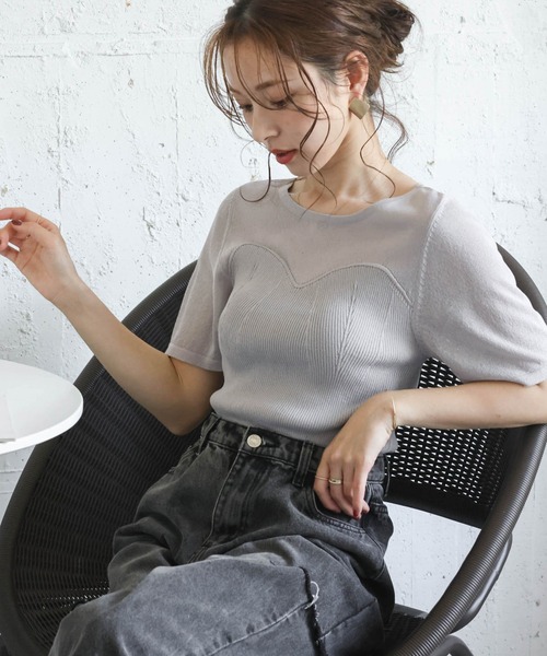 SUGAR BISKET(シュガービスケット)の「ビスチェドッキングシアーニット(ニット/セーター・レディース・ホワイト/ブラック/グレー/ピンク・フリー)」の21枚目の写真