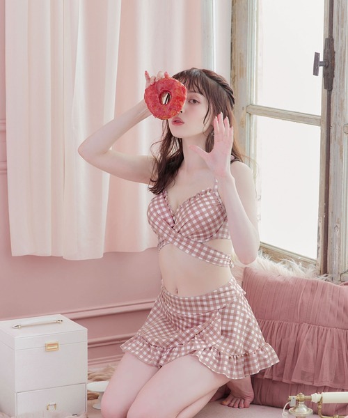 人気提案 sugar nine（シュガーナイン）の「スカート付き2way ギンガム 水着・ラッシュガード