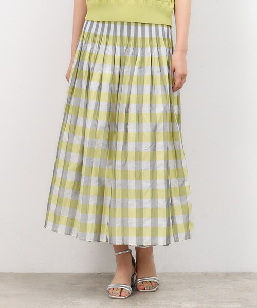 OPAQUE.CLIP（オペークドットクリップ）の「◆【リバーシブル】チェック／ストライプフレアスカート【洗濯機洗い可】（スカート・レディース・ベージュ系1/イエロー系その他3・38/40）」の2枚目の写真