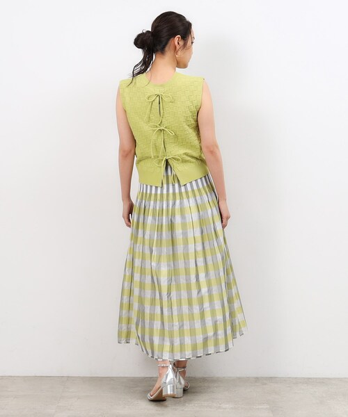 OPAQUE.CLIP（オペークドットクリップ）の「◆【リバーシブル】チェック／ストライプフレアスカート【洗濯機洗い可】（スカート・レディース・ベージュ系1/イエロー系その他3・38/40）」の5枚目の写真