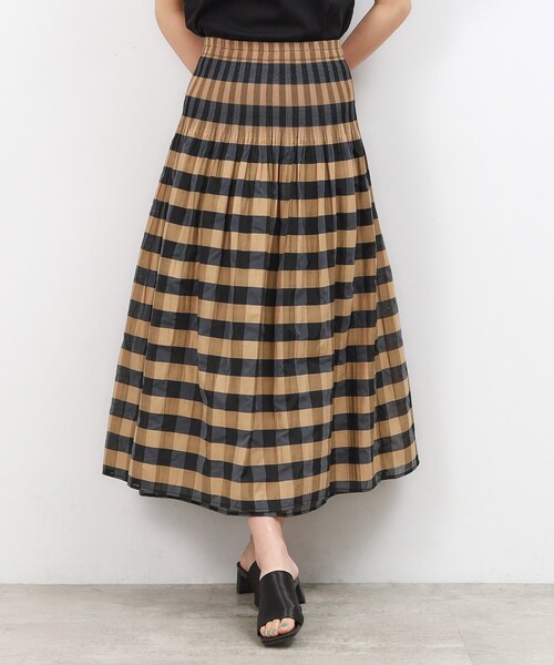 OPAQUE.CLIP（オペークドットクリップ）の「◆【リバーシブル】チェック／ストライプフレアスカート【洗濯機洗い可】（スカート・レディース・ベージュ系1/イエロー系その他3・38/40）」の10枚目の写真