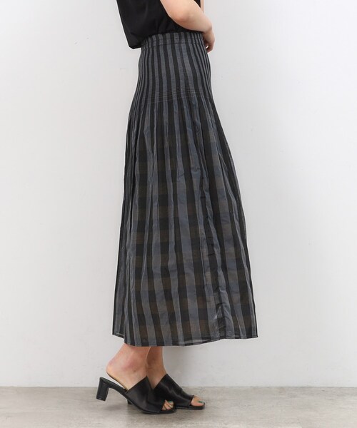 OPAQUE.CLIP（オペークドットクリップ）の「◆【リバーシブル】チェック／ストライプフレアスカート【洗濯機洗い可】（スカート・レディース・ベージュ系1/イエロー系その他3・38/40）」の12枚目の写真