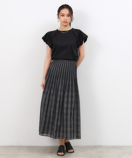 OPAQUE.CLIP（オペークドットクリップ）の「◆【リバーシブル】チェック／ストライプフレアスカート【洗濯機洗い可】（スカート・レディース・ベージュ系1/イエロー系その他3・38/40）」の13枚目の写真