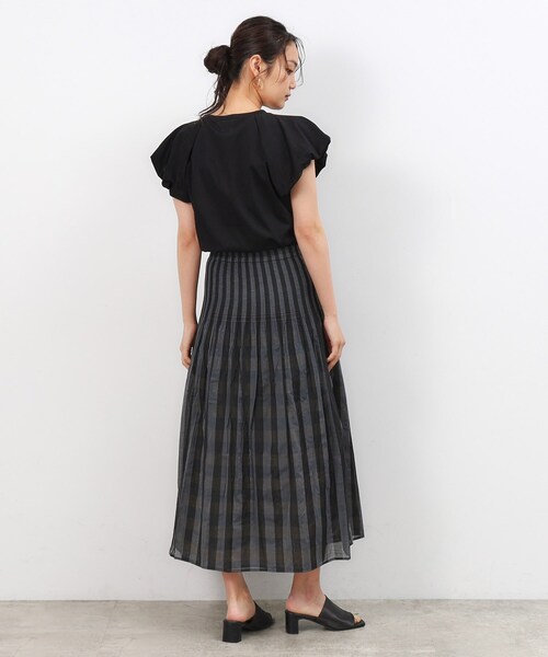 OPAQUE.CLIP（オペークドットクリップ）の「◆【リバーシブル】チェック／ストライプフレアスカート【洗濯機洗い可】（スカート・レディース・ベージュ系1/イエロー系その他3・38/40）」の14枚目の写真