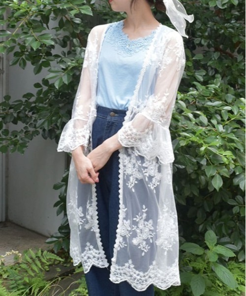 ⭐️匿名配送⭐️axes femme 総レース ロング カーディガン