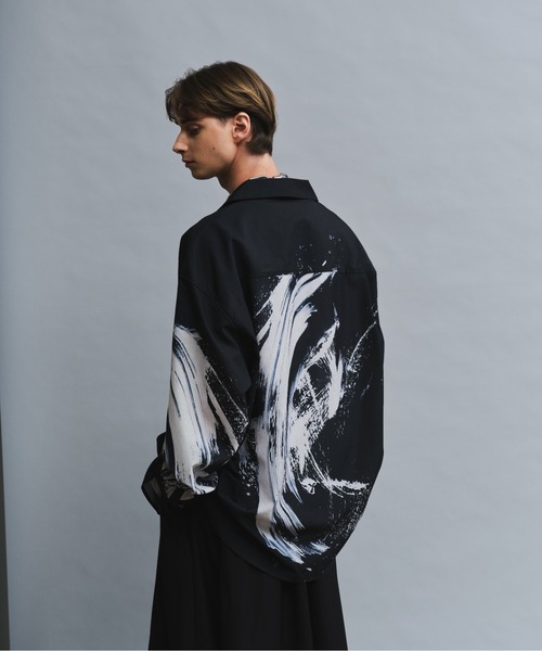 セール】Ink Wash Pattern Long-Sleeve Shirt - 水墨風 転写総柄
