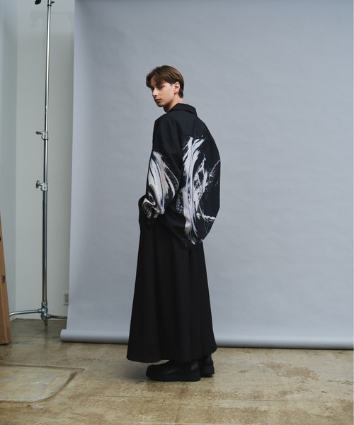 セール】Ink Wash Pattern Long-Sleeve Shirt - 水墨風 転写総柄