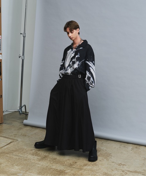 セール】Ink Wash Pattern Long-Sleeve Shirt - 水墨風 転写総柄