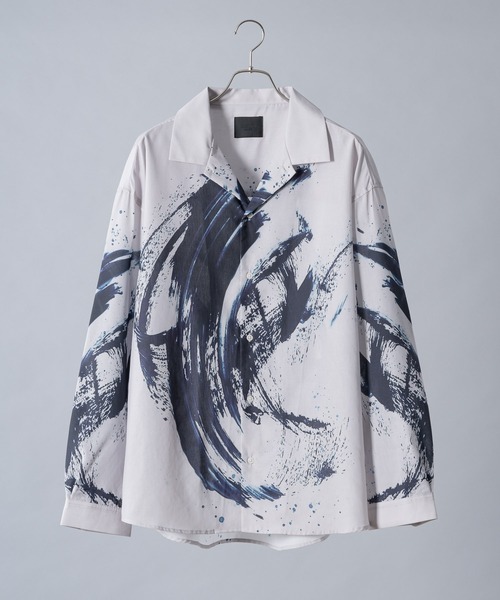 セール】Ink Wash Pattern Long-Sleeve Shirt - 水墨風 転写総柄
