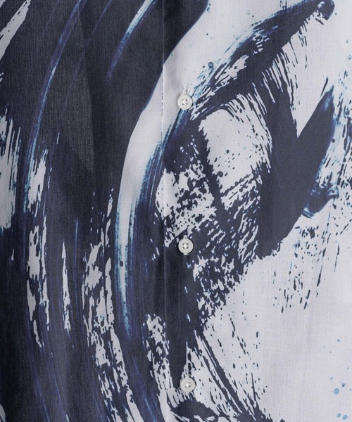 セール】Ink Wash Pattern Long-Sleeve Shirt - 水墨風 転写総柄