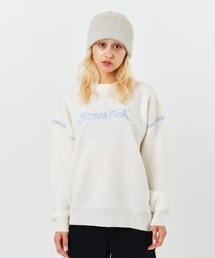 ニット セーター atmos pink Logo Knit Top / アトモス ピンク ロゴ ニット トップ レディース atmos pink I Love Pink Knit Top WHITE（アトモス ピンク アイ