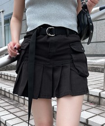 Figments | プリーツヘムデニムカーゴミニスカート(デニムスカート)