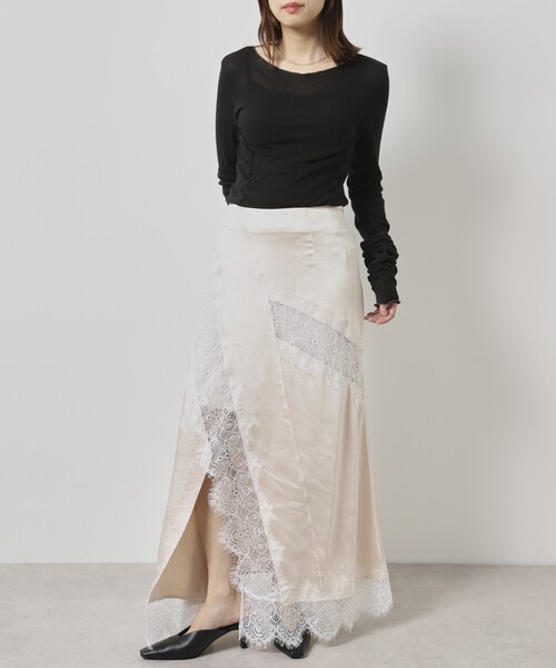 Firsthand(ファーストハンド)の「Firsthand/ファーストハンド レース切替サテンスカート(スカート・レディース・ネイビー/ナチュラル・SMALL/MEDIUM)」の9枚目の写真