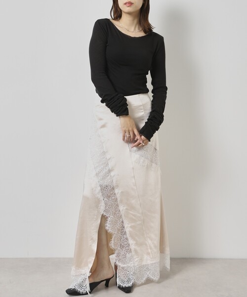 Firsthand(ファーストハンド)の「Firsthand/ファーストハンド レース切替サテンスカート(スカート・レディース・ネイビー/ナチュラル・SMALL/MEDIUM)」の10枚目の写真