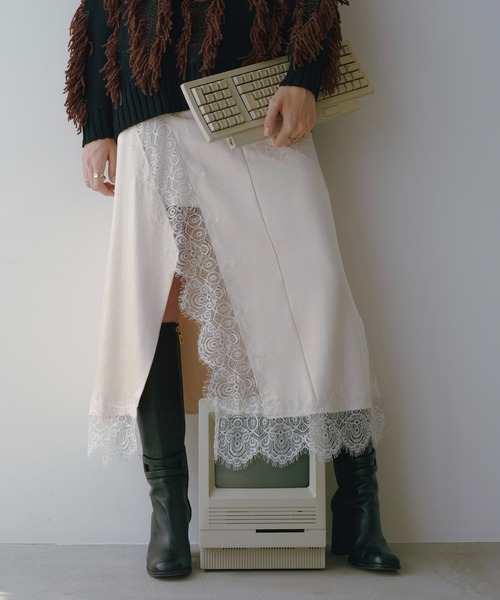 Firsthand(ファーストハンド)の「Firsthand/ファーストハンド レース切替サテンスカート(スカート・レディース・ネイビー/ナチュラル・SMALL/MEDIUM)」の2枚目の写真