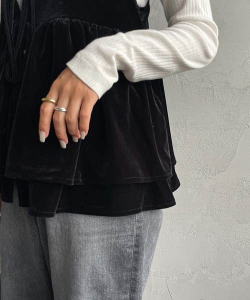 By/m（バイエム）の「[By/m/バイエム] マルチWAY ペプラムベロアキャミビスチェ（キャミソール・レディース・ブラック/グレー/グレイッシュベージュ・F）」の13枚目の写真