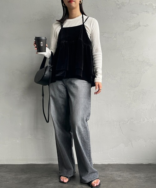 By/m（バイエム）の「[By/m/バイエム] マルチWAY ペプラムベロアキャミビスチェ（キャミソール・レディース・ブラック/グレー/グレイッシュベージュ・F）」の5枚目の写真