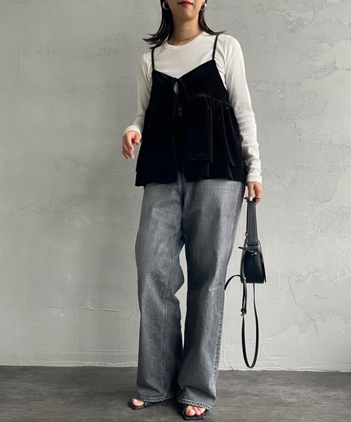 By/m（バイエム）の「[By/m/バイエム] マルチWAY ペプラムベロアキャミビスチェ（キャミソール・レディース・ブラック/グレー/グレイッシュベージュ・F）」の4枚目の写真