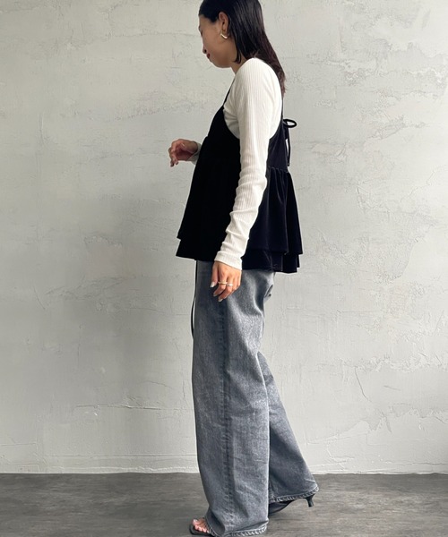 By/m（バイエム）の「[By/m/バイエム] マルチWAY ペプラムベロアキャミビスチェ（キャミソール・レディース・ブラック/グレー/グレイッシュベージュ・F）」の21枚目の写真