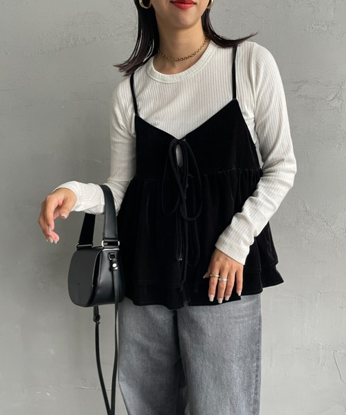 By/m（バイエム）の「[By/m/バイエム] マルチWAY ペプラムベロアキャミビスチェ（キャミソール・レディース・ブラック/グレー/グレイッシュベージュ・F）」の17枚目の写真