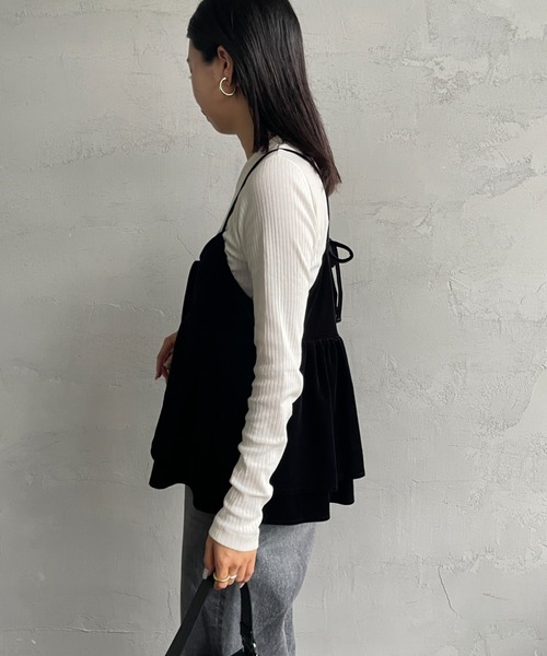 By/m（バイエム）の「[By/m/バイエム] マルチWAY ペプラムベロアキャミビスチェ（キャミソール・レディース・ブラック/グレー/グレイッシュベージュ・F）」の18枚目の写真