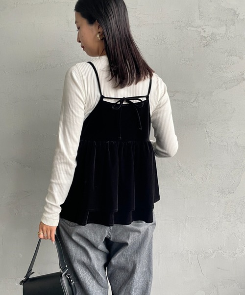 By/m（バイエム）の「[By/m/バイエム] マルチWAY ペプラムベロアキャミビスチェ（キャミソール・レディース・ブラック/グレー/グレイッシュベージュ・F）」の19枚目の写真