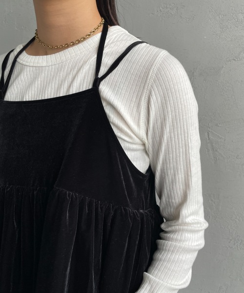 By/m（バイエム）の「[By/m/バイエム] マルチWAY ペプラムベロアキャミビスチェ（キャミソール・レディース・ブラック/グレー/グレイッシュベージュ・F）」の8枚目の写真