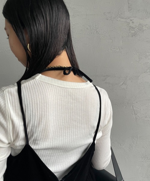 By/m（バイエム）の「[By/m/バイエム] マルチWAY ペプラムベロアキャミビスチェ（キャミソール・レディース・ブラック/グレー/グレイッシュベージュ・F）」の9枚目の写真