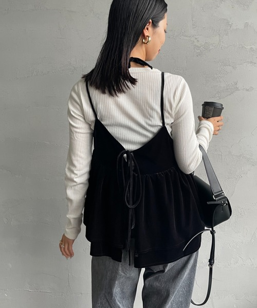 By/m（バイエム）の「[By/m/バイエム] マルチWAY ペプラムベロアキャミビスチェ（キャミソール・レディース・ブラック/グレー/グレイッシュベージュ・F）」の15枚目の写真