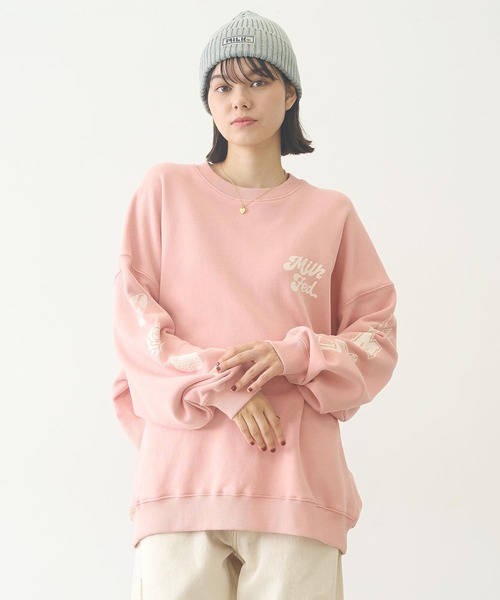 MILKFED.（ミルクフェド）の「PRINTED SLEEVE SWEAT TOP（スウェット・レディース・ライトピンク/ブラック/オフホワイト・L/M）」の3枚目の写真