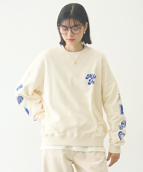 MILKFED.（ミルクフェド）の「PRINTED SLEEVE SWEAT TOP（スウェット・レディース・ライトピンク/ブラック/オフホワイト・L/M）」の2枚目の写真
