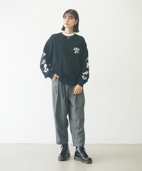 MILKFED.（ミルクフェド）の「PRINTED SLEEVE SWEAT TOP（スウェット・レディース・ライトピンク/ブラック/オフホワイト・L/M）」の18枚目の写真