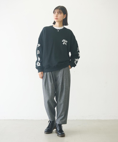 MILKFED.（ミルクフェド）の「PRINTED SLEEVE SWEAT TOP（スウェット・レディース・ライトピンク/ブラック/オフホワイト・L/M）」の17枚目の写真