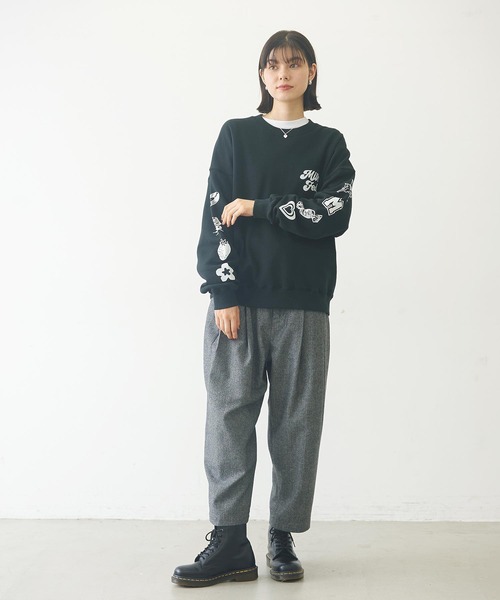 MILKFED.（ミルクフェド）の「PRINTED SLEEVE SWEAT TOP（スウェット・レディース・ライトピンク/ブラック/オフホワイト・L/M）」の16枚目の写真